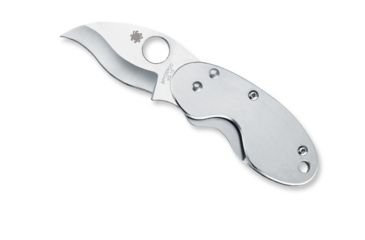 Image of Spyderco Cricket Folding Knife, 1.9in, VG-10, Plain Edge, Drop Point Blade, Stainless Steel, Silver Handle, C29P