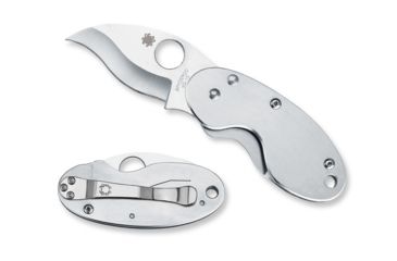 Image of Spyderco Cricket Folding Knife, 1.9in, VG-10, Plain Edge, Drop Point Blade, Stainless Steel, Silver Handle, C29P