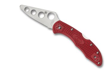Image of Spyderco Delica 4 Folding Training Knife, 2.76in, AUS-6, Leaf Blade, FRN Red Handle, C11TR