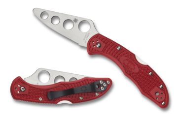 Image of Spyderco Delica 4 Folding Training Knife, 2.76in, AUS-6, Leaf Blade, FRN Red Handle, C11TR