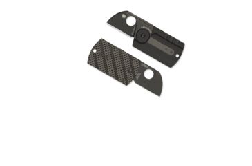 Image of Spyderco Dog Tag Folder Folding Knife, 1.2in, CPM S30V, Drop Point, Plain Edge, Black Blade, Carbon Fiber/G-10 Laminate, Carbon Fiber Handle, C188CFBBKP