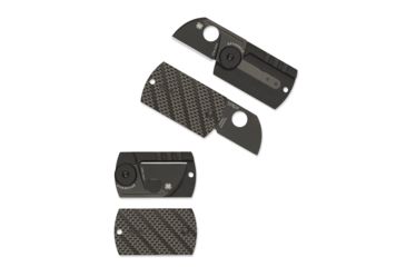 Image of Spyderco Dog Tag Folder Folding Knife, 1.2in, CPM S30V, Drop Point, Plain Edge, Black Blade, Carbon Fiber/G-10 Laminate, Carbon Fiber Handle, C188CFBBKP