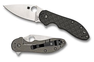 Image of Spyderco Domino Carbon Fiber/Titanium Folding Knife w/ CTS-XHP Plain Edge Blade C172CFP