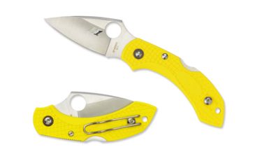 Image of Spyderco Salt Dragonfly 2 Folding Knife, 2.25in, H-2 Steel, Leaf Blade, FRN Yellow Handle, C28PYL2