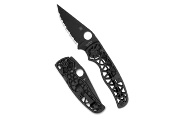 Image of Spyderco Edgerati Folding Knife, 3.57in, CPM S30V, DLC, Clip Point, Aluminum, Black Handle, 716104017973