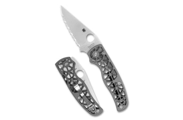 Image of Spyderco Edgerati Folding Knife, 3.57in, CPM S30V, Satin, Clip Point, Aluminum, Silver Handle, 716104017959