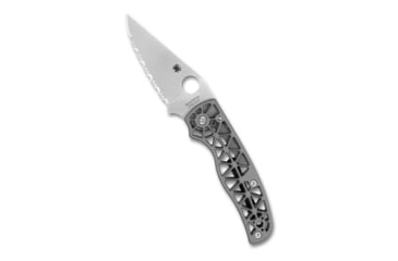 Image of Spyderco Edgerati Folding Knife, 3.57in, CPM S30V, Satin, Clip Point, Aluminum, Silver Handle, 716104017959