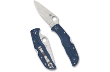 Image of Spyderco Endela Lightweight CPM SPY27 3.41in Folding Knife, Plain Edge, Satin Finish, Silver, Blue FRN Handle, C243PCBL