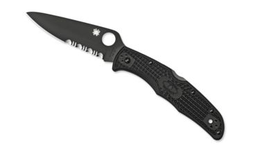 Image of Spyderco Endura 4 Lightweight Folding Knife, 3.8in, VG-10, Partially Serrated Drop Point Blade, Black Blade, Black FRN Handle, C10PSBBK