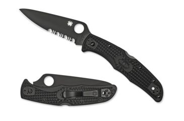 Image of Spyderco Endura 4 Lightweight Folding Knife, 3.8in, VG-10, Partially Serrated Drop Point Blade, Black Blade, Black FRN Handle, C10PSBBK