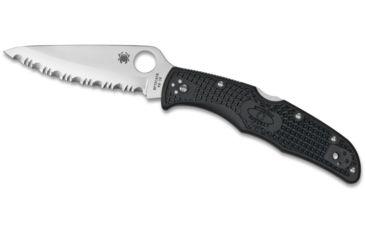 Image of Spyderco Endura 4 Lightweight Folding Knife, 3.8in, Serrated VG-10, Drop Point, Silver Blade, Black FRN Handle, C10SBK