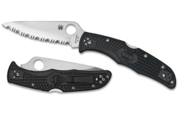 Image of Spyderco Endura 4 Lightweight Folding Knife, 3.8in, Serrated VG-10, Drop Point, Silver Blade, Black FRN Handle, C10SBK