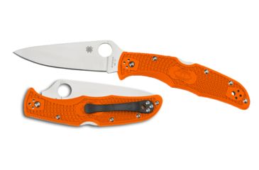 Image of Spyderco Endura 4 Lightweight Folding Knife, 3.8in, VG-10, Drop Point, Flat Ground FE Silver Blade, FRN Orange Handle C10FPOR