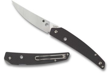 Image of Spyderco Ikuchi Folding Knife, Satin Blade, 3.26in, 8Cr13MoV, Drop Point, Carbon Fiber, Black Handle, C242CFP