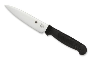 Image of Spyderco Kitchen Paring Fixed Blade Knife, 4.5in, MBS-26 Plain Blade, Sheepsfoot Blade, Polypropylene, Black Handle, K05PBK