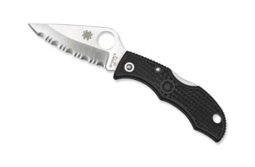 Image of Spyderco Ladybug 3 Folding Knife, 1.9in, VG-10, Clip Point, Serrated Blade, FRN Black Handle, LBKS3