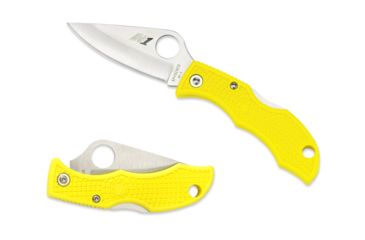 Image of Spyderco Ladybug 3 Salt Folding Knife, 1.9in, H-1 FE, Clip Point Blade, FRN Yellow Handle, LYLP3