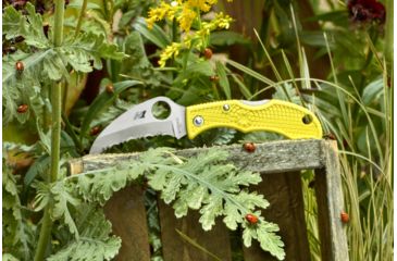 Image of Spyderco Ladybug3 Salt Yellow FRN Handle, H-1 Hawkbill Fold Knife LYLS3HB