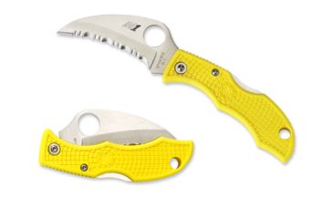 Image of Spyderco Ladybug3 Salt Yellow FRN Handle, H-1 Hawkbill Fold Knife LYLS3HB