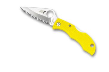 Image of Spyderco Ladybug3 Salt Yellow FRN Handle, H-1 Serrated Blade Fold Knife LYLS3