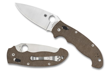 Image of Spyderco Manix 2 Xl Folding Knife, 3.85in, CPM Cru Wear Steel, Leaf Blade, Brown Canvas Micarta Handle, C95MPCW2