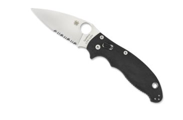 Image of Spyderco Manix 2 Folding Knife, 3.37in, CPM S30V, Drop Point Blade, Partially Serrated, G10, Blue Handle, C101GPS2
