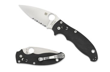 Image of Spyderco Manix 2 Folding Knife, 3.37in, CPM S30V, Drop Point Blade, Partially Serrated, G10, Blue Handle, C101GPS2