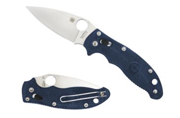 Image of Spyderco Manix 2 Lightweight Folding Knife, 3.39in, Plain Edge, CPM S110V, Drop Point Blade, FRCP, Dark Blue Handle C101PDBL2