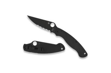 Image of Spyderco Military 2 Folding Knife by Sal Glesser, 4in, CPM S30V Steel, DLC Partially Serrated Clip Point Blade, G-10, Black Handle, C36GPSBK2
