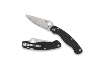 Image of Spyderco Military 2 Folding Knife by Sal Glesser, 4in, CPM S30V Steel, Serrated Clip Point Blade, Black G-10 Handle, C36GS2