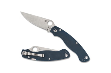 Image of Spyderco Military 2 Folding Knife by Sal Glesser, 4in, CPM SPY27, Clip Point Blade, G10, Blue Handle, C36GPCBL2