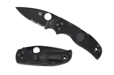 Image of Spyderco Native 5 Lightweight Folding Knife, 3.11in, CPM S30V Stainless Steel, Drop Point, Combination Edge, Black Blade, FRN Black Handle, C41PSBBK5