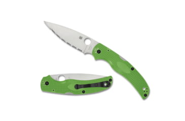 Image of Spyderco Native Chief Salt Lightweight Folding Knife, 4.02in, LC200N, Leaf Blade, FRN Green/Silver Handle, C244SGR