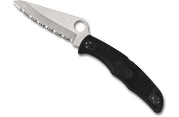 Image of Spyderco Pacific Salt 2 Folding Knife, 3.78in, H-1, FRN, Serrated, Black/Silver, C91SBK2