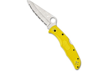 Image of Spyderco Pacific Salt 2 Folding Knife, 3.78in, H-2 Steel, Drop Point Blade, Fully Serrated, FRN Yellow Handle, C91SYL2