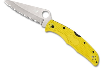 Image of Spyderco Pacific Salt 2 Folding Knife, 3.78in, H1 Steel, Drop Point Blade, Fully Serrated, Yellow FRN Handle, C91SYL2