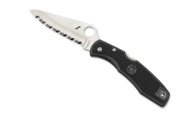Image of Spyderco Pacific Salt Black FRN Handle, H-1 Serrated Blade Fold Knife C91SBK