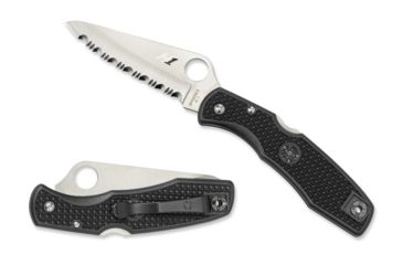 Image of Spyderco Pacific Salt Black FRN Handle, H-1 Serrated Blade Fold Knife C91SBK
