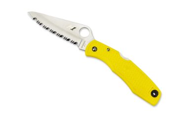 Image of Spyderco Pacific Salt Yellow FRN Handle, H-1 Serrated Blade Fold Knife C91SYL