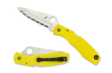 Image of Spyderco Pacific Salt Yellow FRN Handle, H-1 Serrated Blade Fold Knife C91SYL