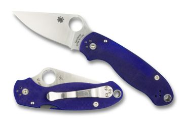 Image of Spyderco Para 3 Folding Knife, 2.95in, CPM S110V, Clip Point Blade, Satin Finish, Plain Edge, G-10, Dark Blue Handle, C223GPDBL