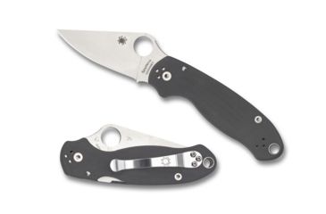 Image of Spyderco Para 3 Folding Knife, 2.95in, Maxamet, Clip Point Blade, Plain Edge, Satin Finish, G-10 Dark Gray Handle, C223GPDGY