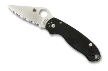 Image of Spyderco Para 3 Folding Knife, 2.95in, CPM S45VN, Satin Finish, Clip Point Serrated Blade, G-10, Black Handle, C223GS