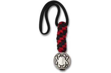 Image of Spyderco Pewter Flat Bead w/Lanyard, Red and Black, BEAD5LY