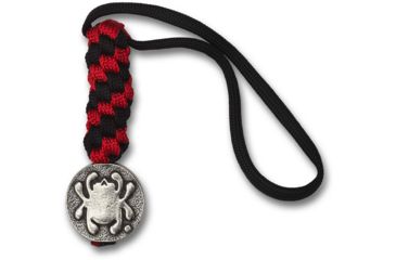 Image of Spyderco Pewter Flat Bead w/Lanyard, Red and Black, BEAD5LY