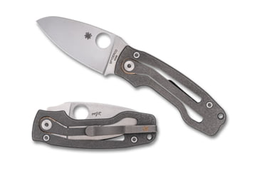 Image of Spyderco PITS 2 Folding Knives, 2.74in, M398, Titanium , Satin, Titanium, 716104000241