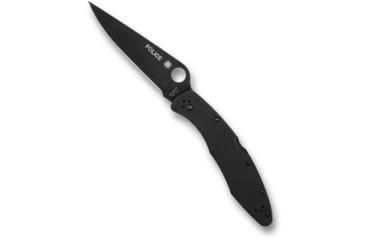 Image of Spyderco Police Model Folding Knife, 4.2in, VG-10 Stainless Steel, Plain Edge, Clip Point Blade, TiCN Finish, Black Stainless Steel Handle, C07BKP