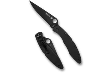 Image of Spyderco Police Model Folding Knife, 4.2in, VG-10 Stainless Steel, Plain Edge, Clip Point Blade, TiCN Finish, Black Stainless Steel Handle, C07BKP