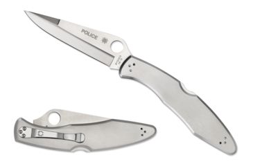 Image of Spyderco Police Model Folding Knife, 4.2in, VG-10, Clip Point FE Blade, Stainless Steel Handle, C07P