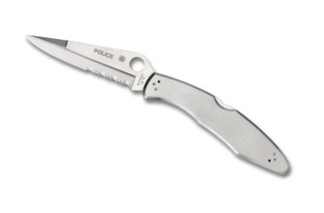 Image of Spyderco Police Model Folding Knife, 4.2in, VG-10, Clip Point, Partially Serrated Blade, Stainless Handle C07PS